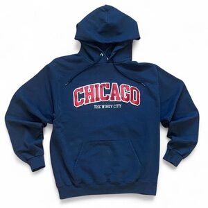 Champion Chicago The Windy City Sweatshirt Navy Blue Hoodie Size Large